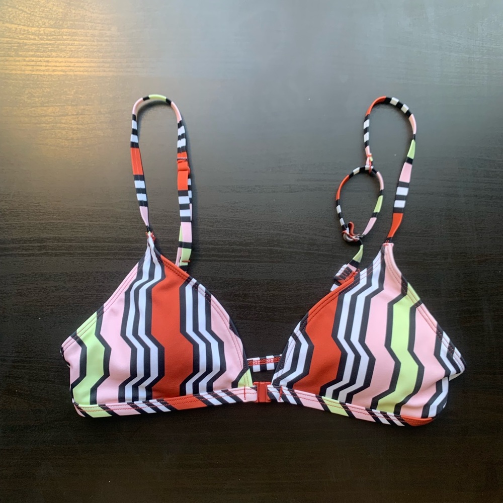Urban Outfitters Out From Under Colorful Striped Triangle Front Clasp Swimsuit